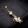 Brass Cubic Zirconia Navel Ring AJEW-EE0004-20A-1