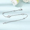 Brass Micro Pave Clear Cubic Zirconia Four Leaf Clover Link Bracelets KK-CBAED06-02P-1