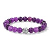 Natural Amethyst Round Beaded Stretch Bracelets BJ1741-7-1