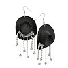 Hat Plastic & Rhinestone Dangle Earrings FS-WGEAF56-02-1