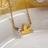 201 Stainless Steel Crystal Rhinestone Bird Pendant Necklaces for Women WG9DEBA-01-3