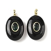 Natural Obsidian & Cubic Zirconia Pendants G-Z076-01G-19-1