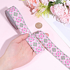 Rhombus Pattern Ethnic Style Embroidery Floral Polyester Ribbons OCOR-WH0070-324C-3