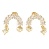 Brass Pave Clear Cubic Zirconia Stud Earrings for Women EJEW-S225-10G-02-2