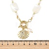 Ocean Brass Shell Shape Pendant Natural Trochid Shell & Freshwater Pearl Beaded Necklaces for Women NJEW-JN06408-4