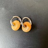 304 Stainless Steel & Natural Topaz Jade Rondelle Bead Hoop Earrings FS-WGF6A0C-09-1