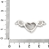 Brass Micro Pave Clear Cubic Zirconia Heart with Bat Wings Connector Charms KK-L229-053P-3