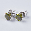 Cubic Zirconia Stud Earrings EJEW-I209-09-6mm-2