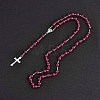 Long Handmade Imitation Pearl Cross Pendant Lariat Necklace Unisex Tassel Sweater Chain Necklaces FZ4072-1-1