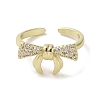 Brass Micro Pave Cubic Zirconia Open Cuff Ring RJEW-K256-58K-G-2