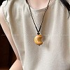 Wood Pendant Adjustable Cotton Cord Long Necklaces for Women WG65FA5-03-3