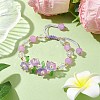 Flower Glass & Acrylic Braided Bead Adjustable Bracelets for Women BJEW-JB10446-02-2