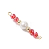 12Pcs 12 Colors Glass & Shell Pearl Round Connector Charms PALLOY-JF02902-5