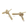 Rack Plating Brass Micro Pave Clear Cubic Zirconia Stud Earrings EJEW-U011-08G-1