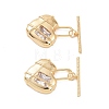 Brass Pave Clear Cubic Zirconia Toggle Clasps KK-E068-VC161-1