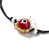 Evil Eye Handmade Lampwork & Glass Adjustable Braided Bead Bracelets BJEW-MZ00099-02-3