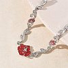 Brass Micro Pave Clear Cubic Zirconia Link Chain Bracelets for Women BJEW-C156-05P-3