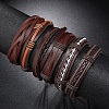 6Pcs 6 Style Adjustable Braided Imitation Leather Cord Bracelet Set BJEW-F458-09-7