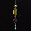 Natural Agate Piece & Metal Evil Eye Moon Hanging Ornaments PW-WG66301-05-1