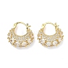 Brass Micro Pave Clear Cubic Zirconia Chunky Hoop Earrings EJEW-C182-04G-4