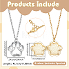 2Pcs 2 Colors Stainless Steel Paw Print Photo Locket Pendant Necklaces for Women NJEW-NB0001-39-2
