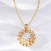 Brass Clear Cubic Zirconia Rotatable Sunflower Pendant Necklaces for Women NJEW-C067-05G-1