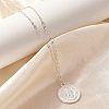 304 Stainless Steel Flat Round Cameo Pendant Cable Chain Necklaces for Women STAS-Z108-02S-02-3