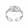 304 Stainless Steel Moon and Star Open Cuff Ring RJEW-T023-12P-2