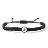 Flat Round with Letter Pattern Resin Beads Braided Bead Bracelets FS-WG43323-10-1