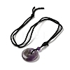 Natural & Synthetic Mixed Stone Pendant Necklace with Nylon Cords NJEW-D051-01-3