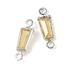 SHEGRACE Brass Pave Cubic Zirconia Trapezoid Connector Charms XGRQ2O984-444C-P-2