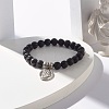 Natural Lava Rock Round Beads Stretch Bracelet BJEW-JB07461-3