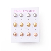 6 Pairs 304 Stainless Steel Flat Round Stud Earrings for Women EJEW-A067-20-8