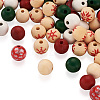 140Pcs 7 Styles Painted Natural Wood European Beads WOOD-TA0001-65-12