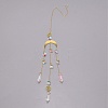 Moon & Chinese Characters Brass Handmade Wind Chimes HJEW-TAC0011-02-1
