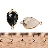 Natural Tourmalinated Quartz Faceted Teardrop Connector Charms G-B081-03G-11-3