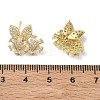 Floral Leaf Brass & Clear Marquise and Round Cut Cubic Zirconia Stud Earrings KK-CBA36A2-09G-5