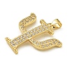 Rack Plating Brass Micro Pave Clear Cubic Zirconia Pendants KK-Z067-01G-02-2