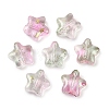 Transparent Spray Painted Frosted Glass Beads GLAA-NH0003-01A-1