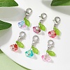 6Pcs Flower & Leaf Acrylic Pendant Decorations HJEW-JM01364-02-5