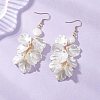 Petaline with Shell Shape Glass Seed & ABS Imitation Pearl Dangle Earrings EJEW-MZ00672-1