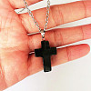 Synthetic Obsidian Cross Pendant Necklace FS-WGC9DE4-07-1-1