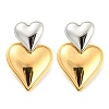 304 Stainless Steel Double Heart Dangle Stud Earrings for Women LS-EJEW-D076-01C-GP-1