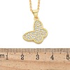 Brass Micro Pave Clear Cubic Zirconia Pendants Necklaces NJEW-M088-03G-02-3