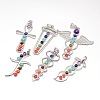 Mixed Shape Chakra Jewelry Brass Natural & Synthetic Mixed Stone Pendants KK-J298-M2-NR-1