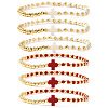 6Pcs Brass Round Beads Stretch Bracelets TI2646-1-4