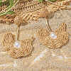Alloy Raffia Fan Dangle Stud Earrings FS-WGB8543-03-1