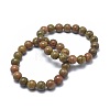 Natural Unakite Bead Stretch Bracelets BJEW-K212-A-042-1