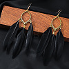 Alloy Horse Eye with Feather Dangle Earrings FS-WGC7A14-05-1