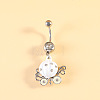 316L Surgical Stainless Steel Pave Cubic Zirconia Enamel Dangle Curved Barbell Belly Rings FS-WGB5546-14-1